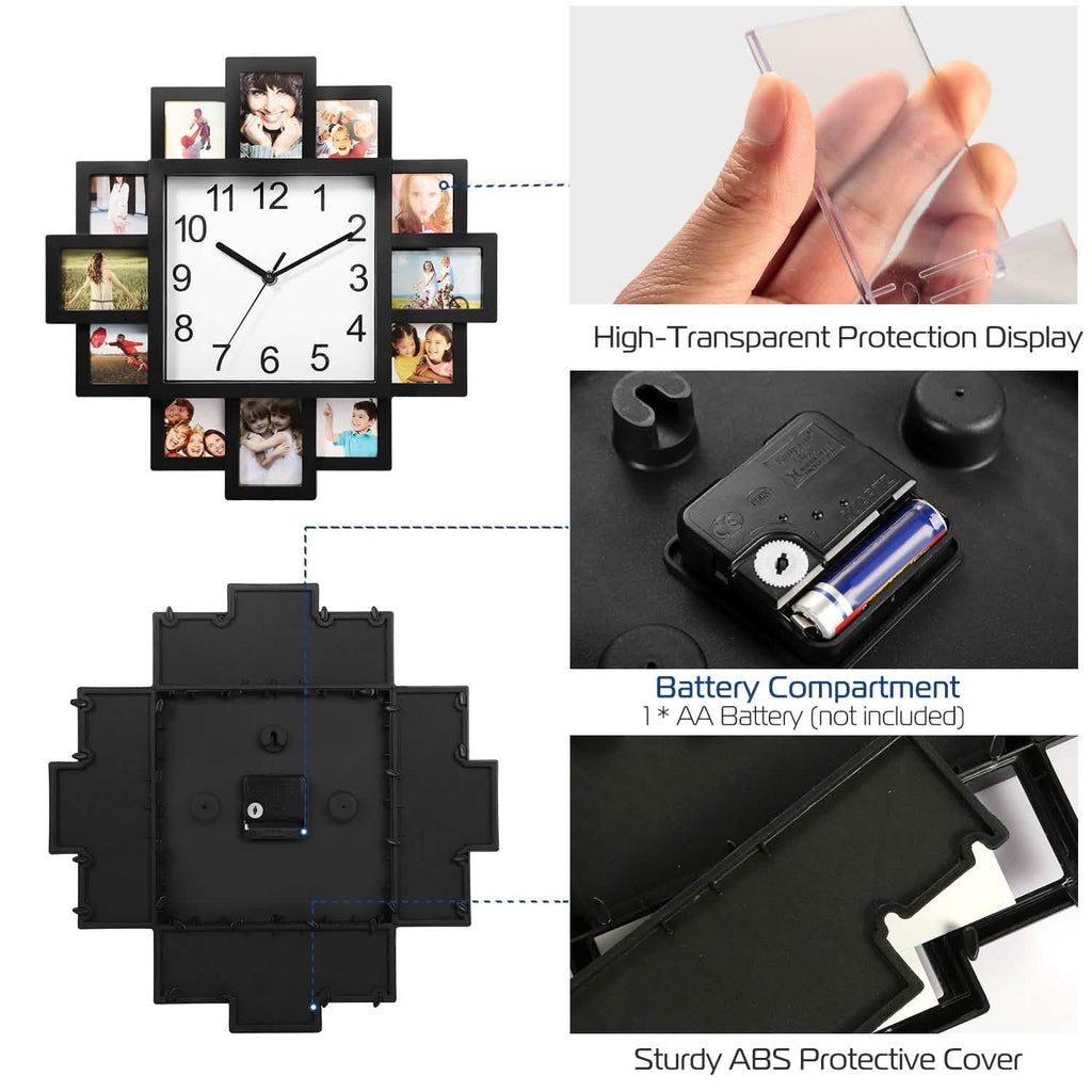 12-Picture Display Wall Clock by DailySale