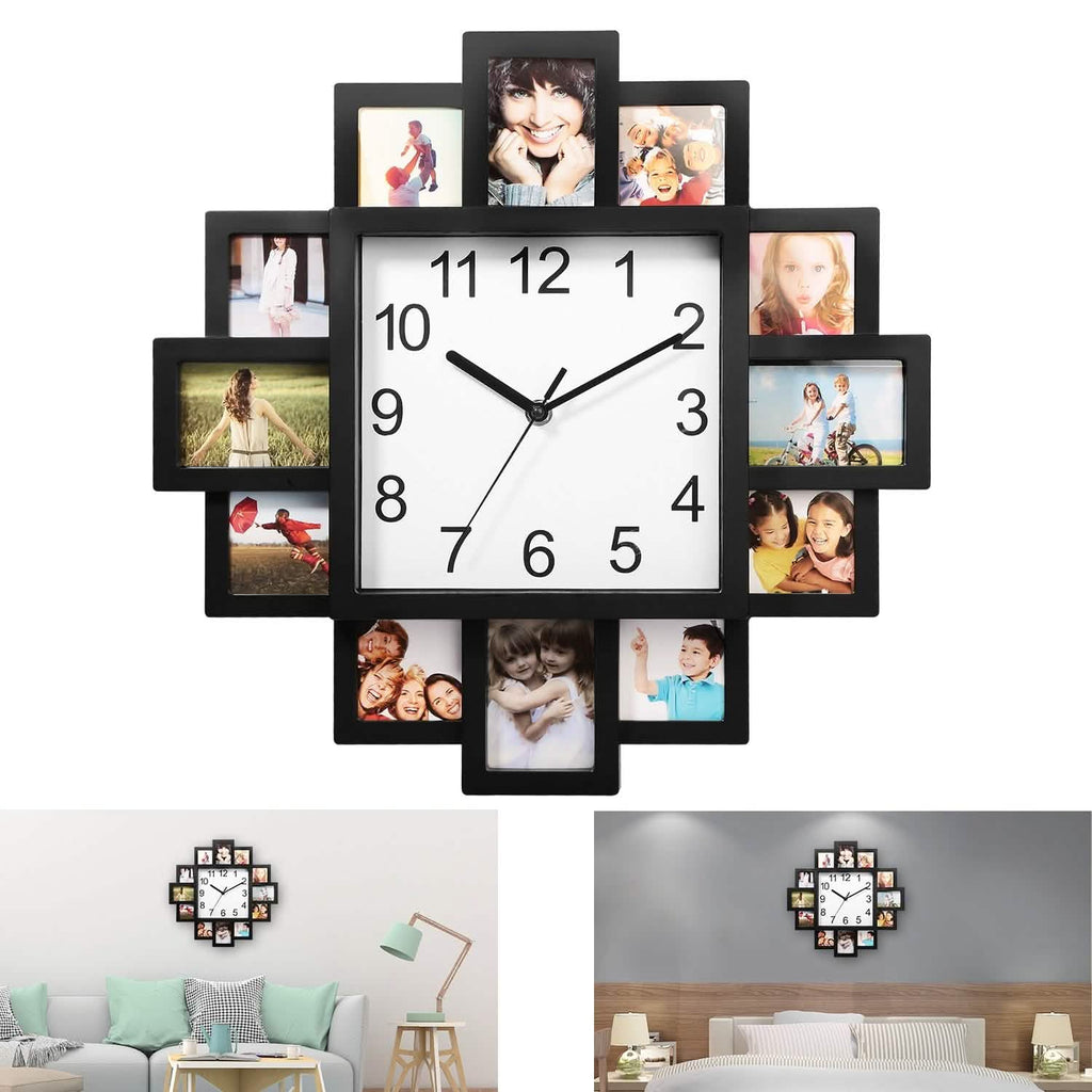 12-Picture Display Wall Clock by DailySale