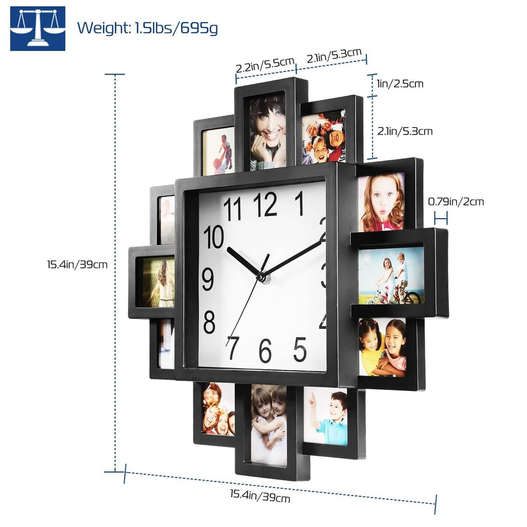 12-Picture Display Wall Clock by DailySale