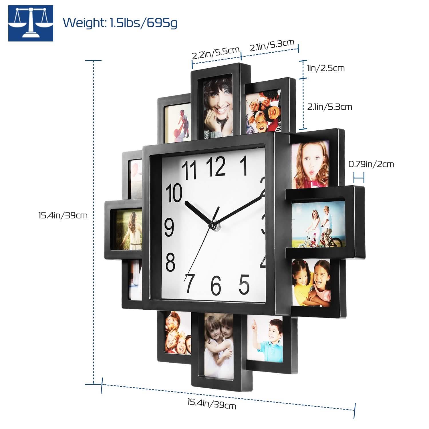 12-Picture Display Wall Clock by DailySale