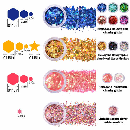 12-Piece: Holographic Chunky Glitters by DailySale