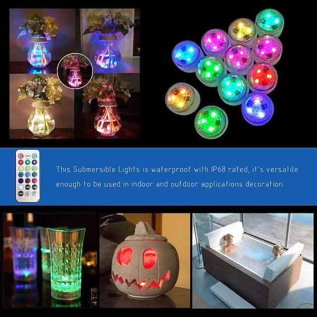 12-Piece: LED RGB Diving Light Remote Control Decorative Light by DailySale