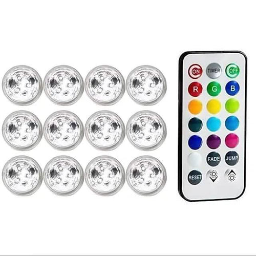 12-Piece: LED RGB Diving Light Remote Control Decorative Light by DailySale