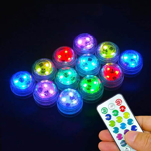 12-Piece: LED RGB Diving Light Remote Control Decorative Light by DailySale
