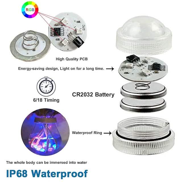 12-Piece: LED RGB Diving Light Remote Control Decorative Light by DailySale