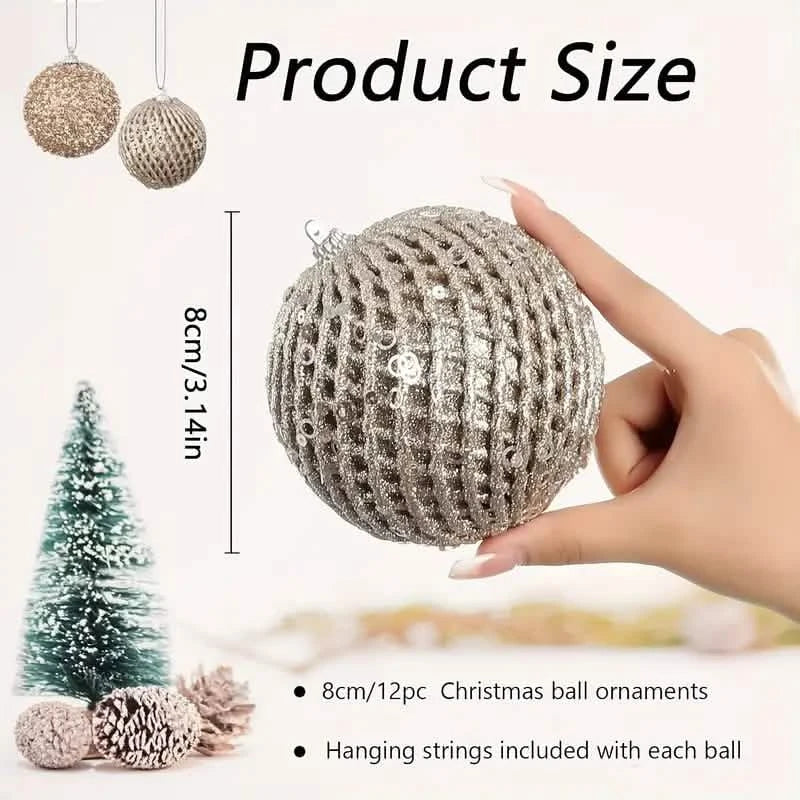 12-Piece Set: Large Sparkling Glittering Sequins Foam Ball Ornaments by DailySale