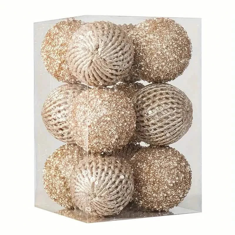 12-Piece Set: Large Sparkling Glittering Sequins Foam Ball Ornaments by DailySale