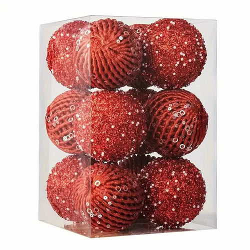 12-Piece Set: Large Sparkling Glittering Sequins Foam Ball Ornaments by DailySale