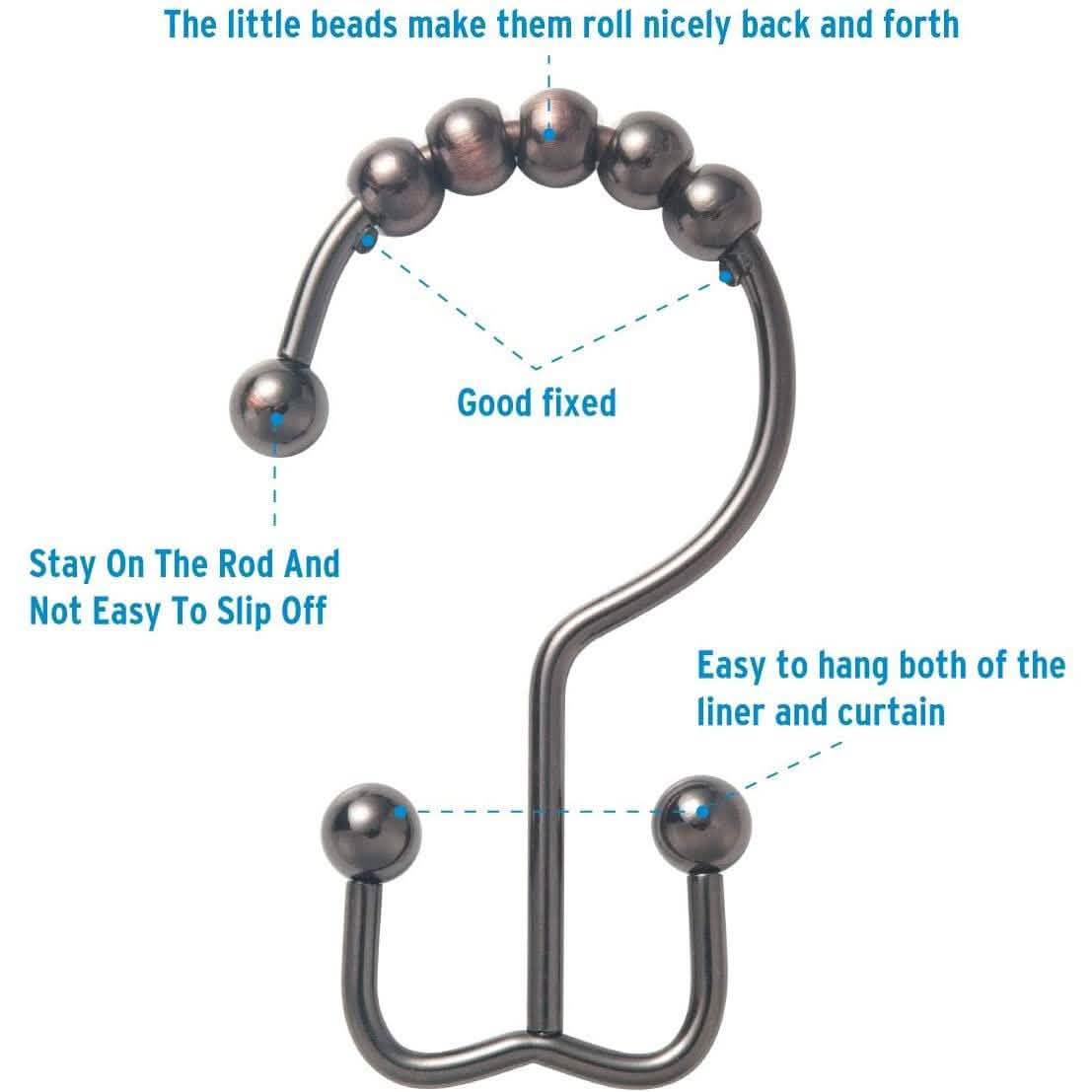 12-Piece Set: Titanker Shower Curtain Hooks Rings by DailySale