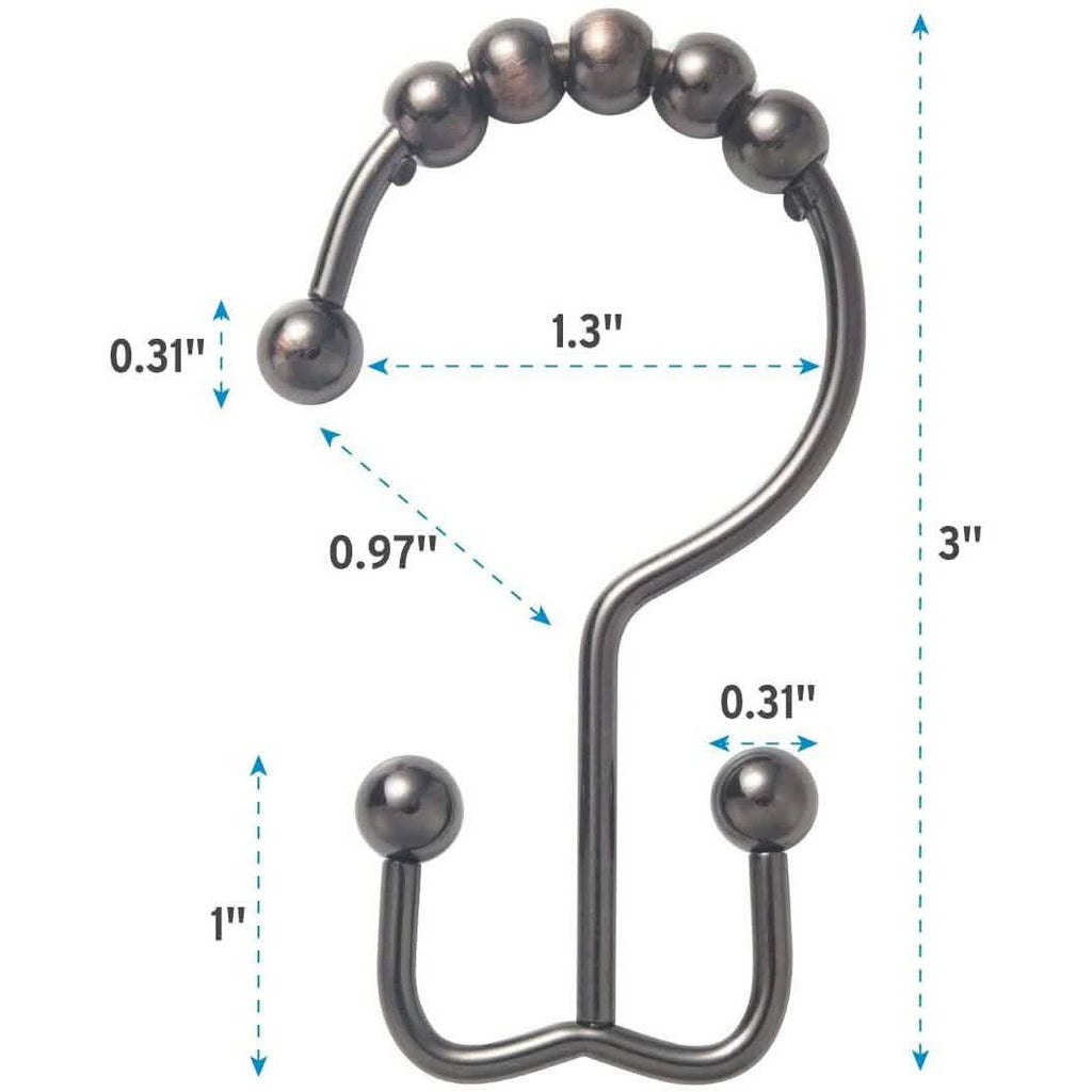12-Piece Set: Titanker Shower Curtain Hooks Rings by DailySale