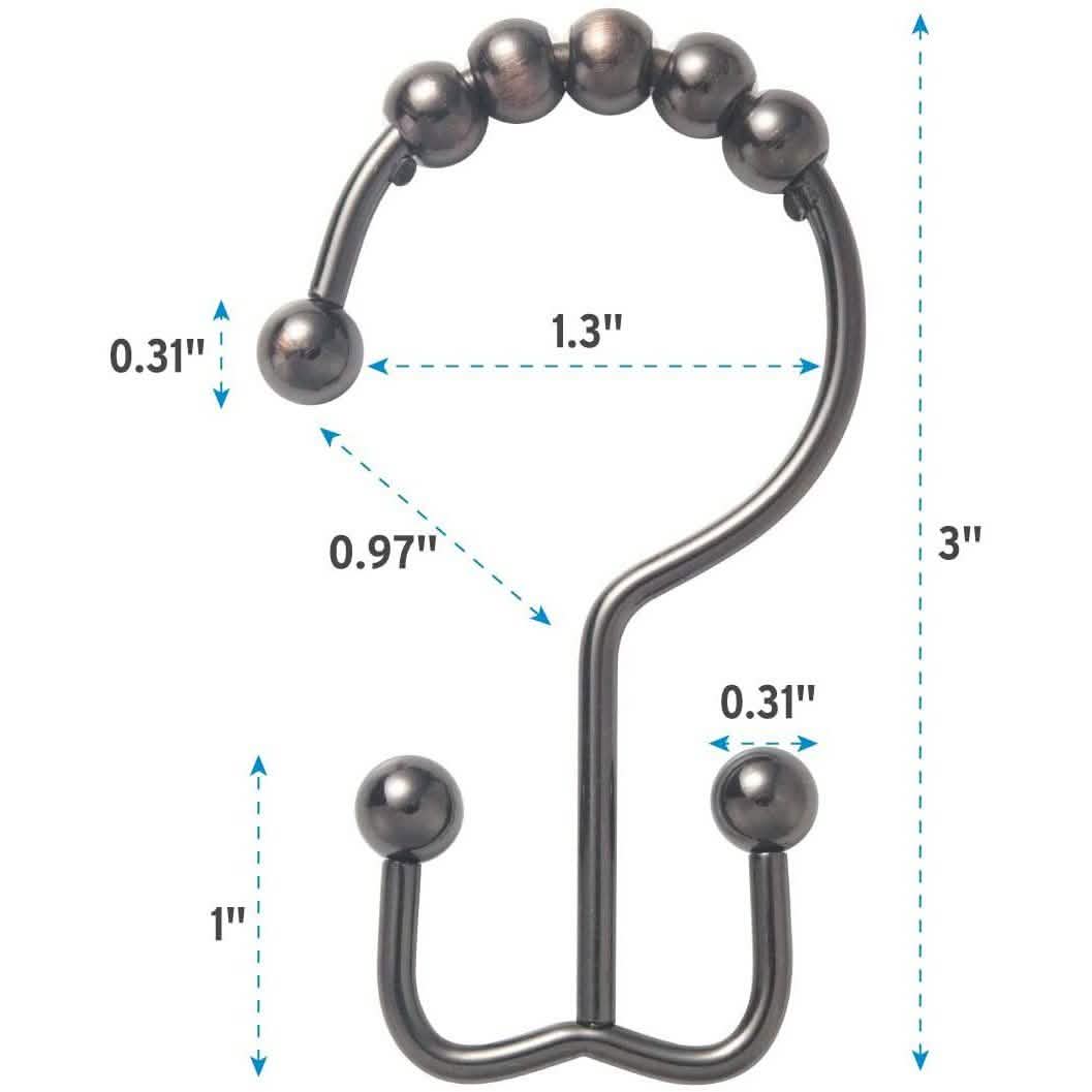 12-Piece Set: Titanker Shower Curtain Hooks Rings by DailySale
