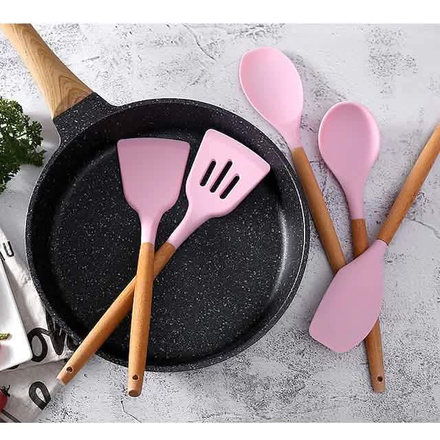12-Piece: Wood Handle Silicone Kitchenware by DailySale