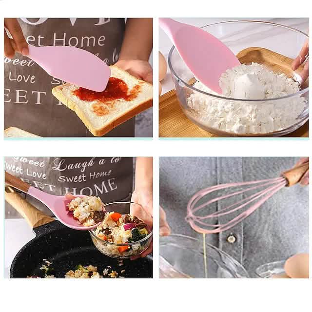 12-Piece: Wood Handle Silicone Kitchenware by DailySale