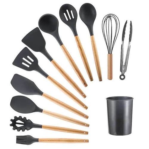 12-Piece: Wood Handle Silicone Kitchenware by DailySale