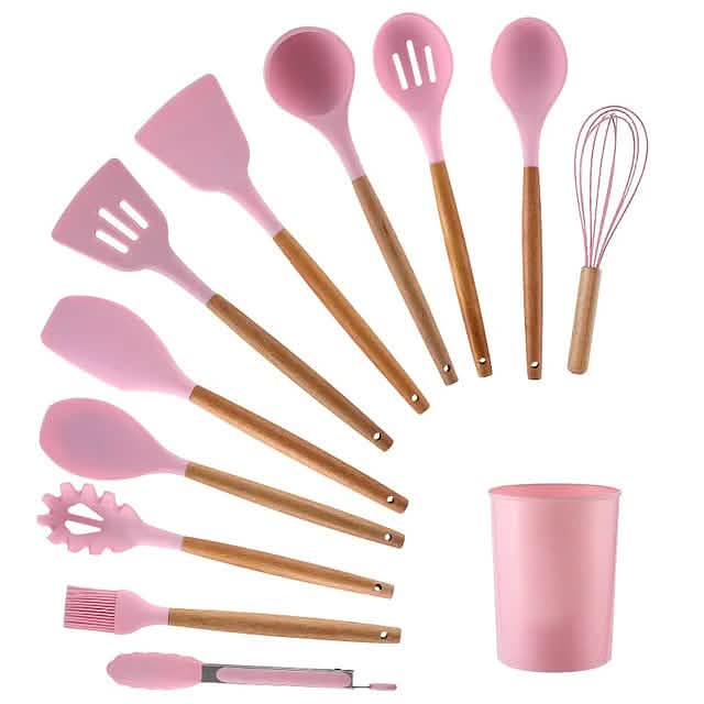 12-Piece: Wood Handle Silicone Kitchenware by DailySale