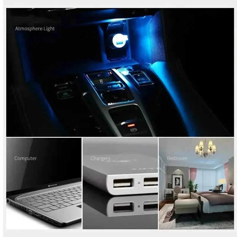 12-Pieces: Colorful Lights Car USB Atmosphere Lights by DailySale