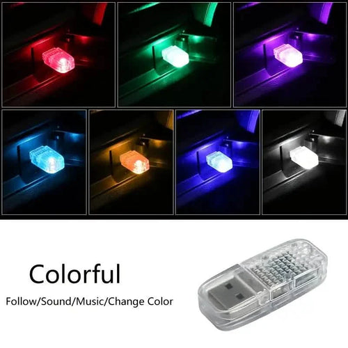 12-Pieces: Colorful Lights Car USB Atmosphere Lights by DailySale