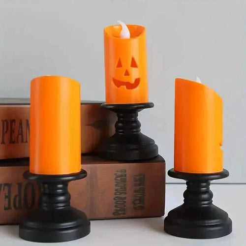 12-Pieces: Halloween LED Pumpkin Chandelier Candles by DailySale