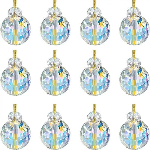 12-Pieces: Multicolor Crystal Glass Christmas Balls Ornaments by DailySale