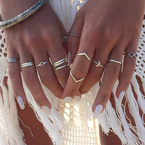 12-Pieces Set: Silver Rings for Teen by DailySale