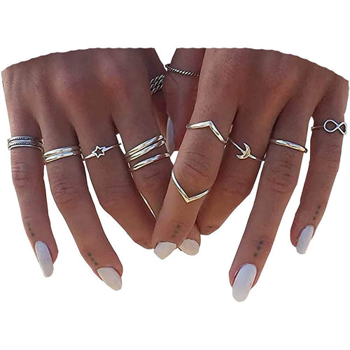 12-Pieces Set: Silver Rings for Teen by DailySale