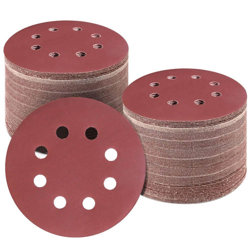 120-Pack: 5-Inch 8 Hole Round Sandpapers by DailySale
