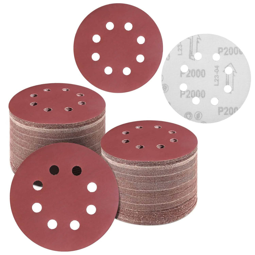 120-Pack: 5-Inch 8 Hole Round Sandpapers by DailySale