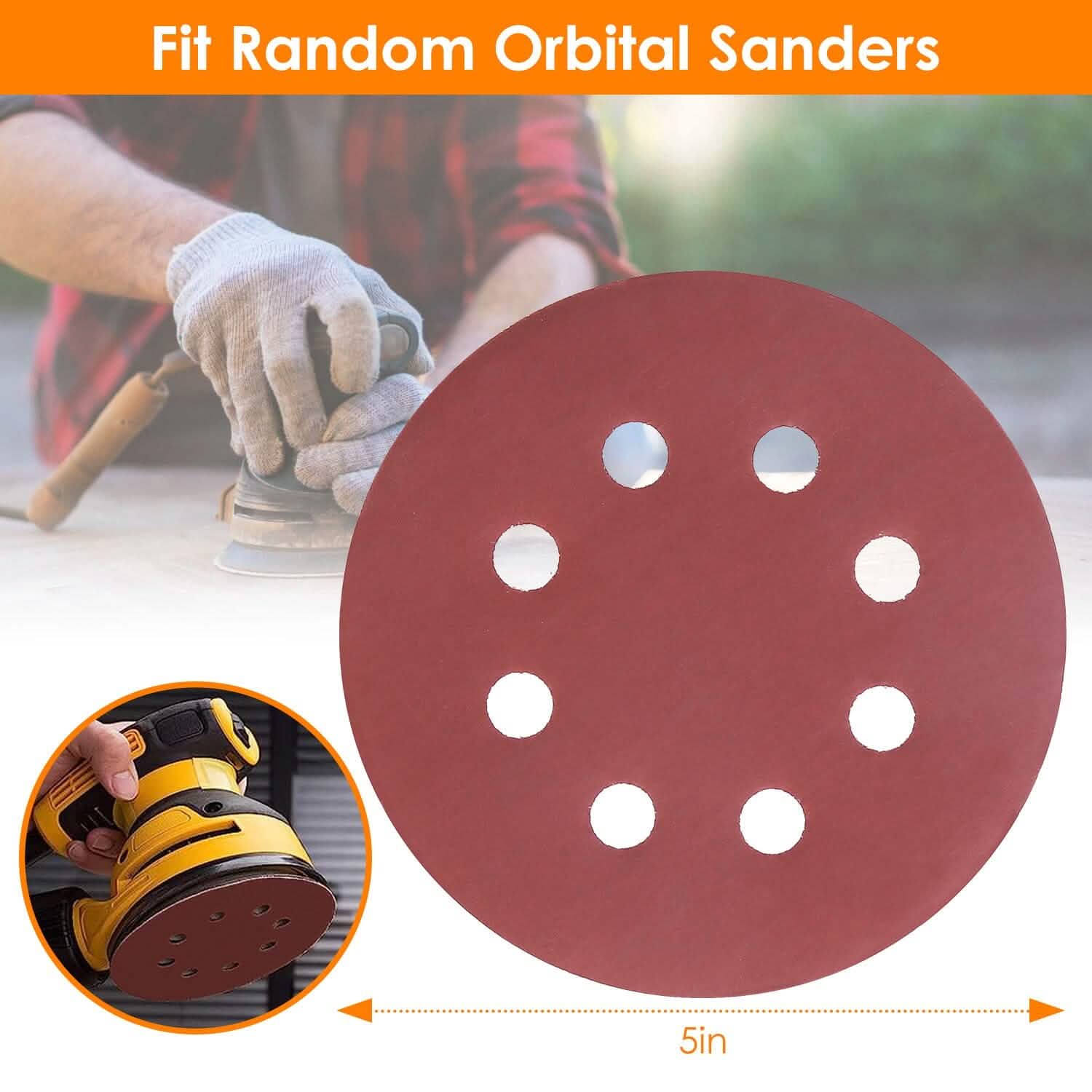 120-Pack: 5-Inch 8 Hole Round Sandpapers by DailySale