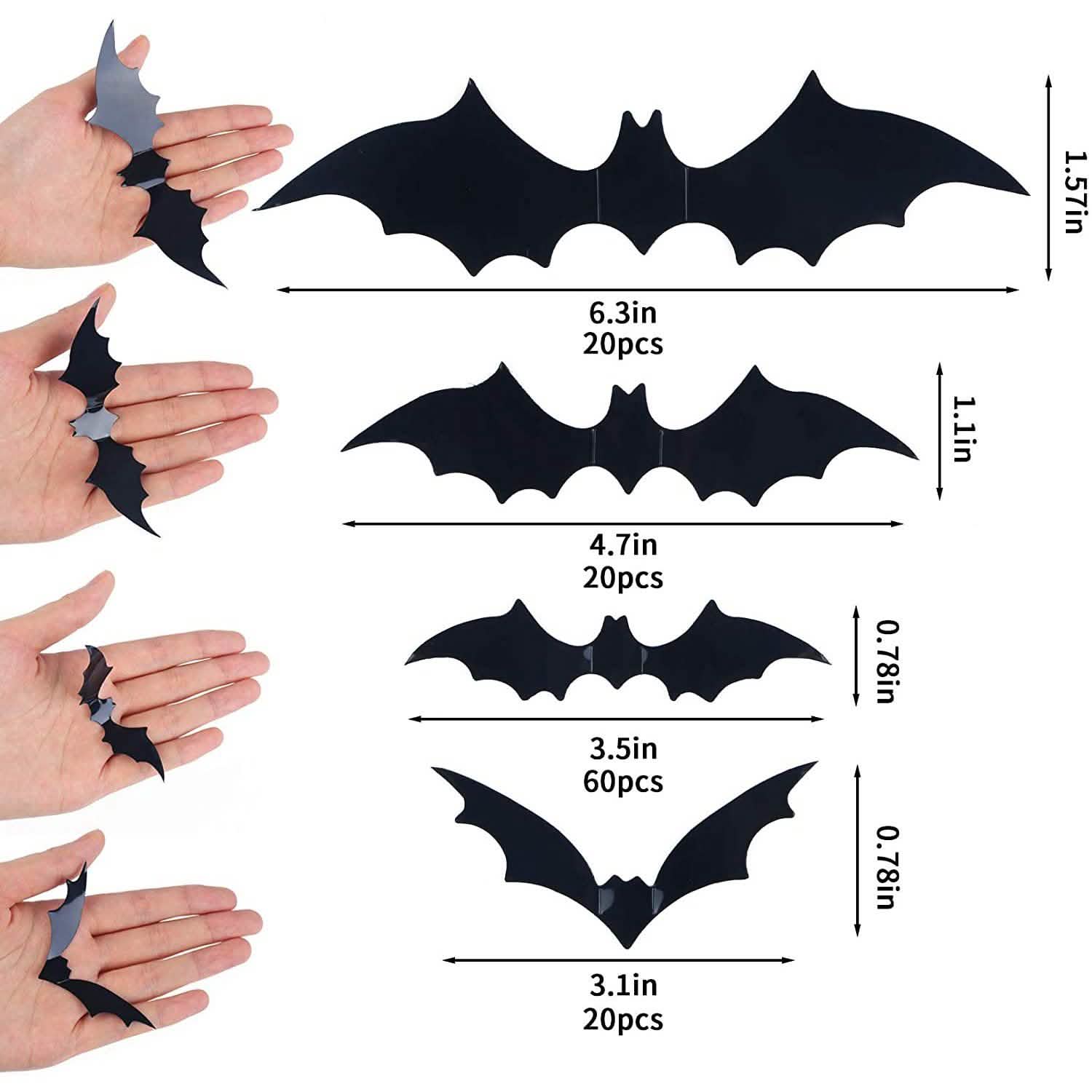 120-Piece: 3D Bat Halloween Decoration Stickers by DailySale