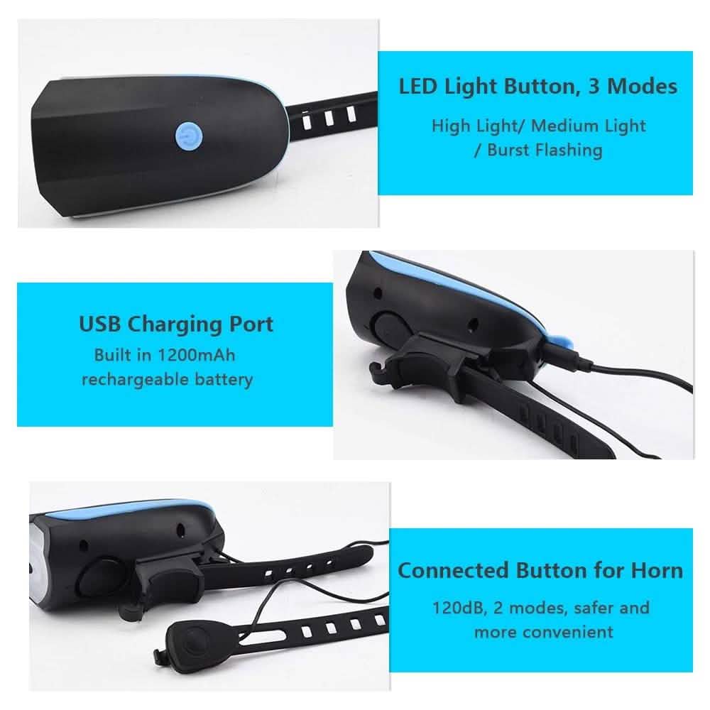 1200mAh Rechargeable Bike Headlight with Horn by DailySale