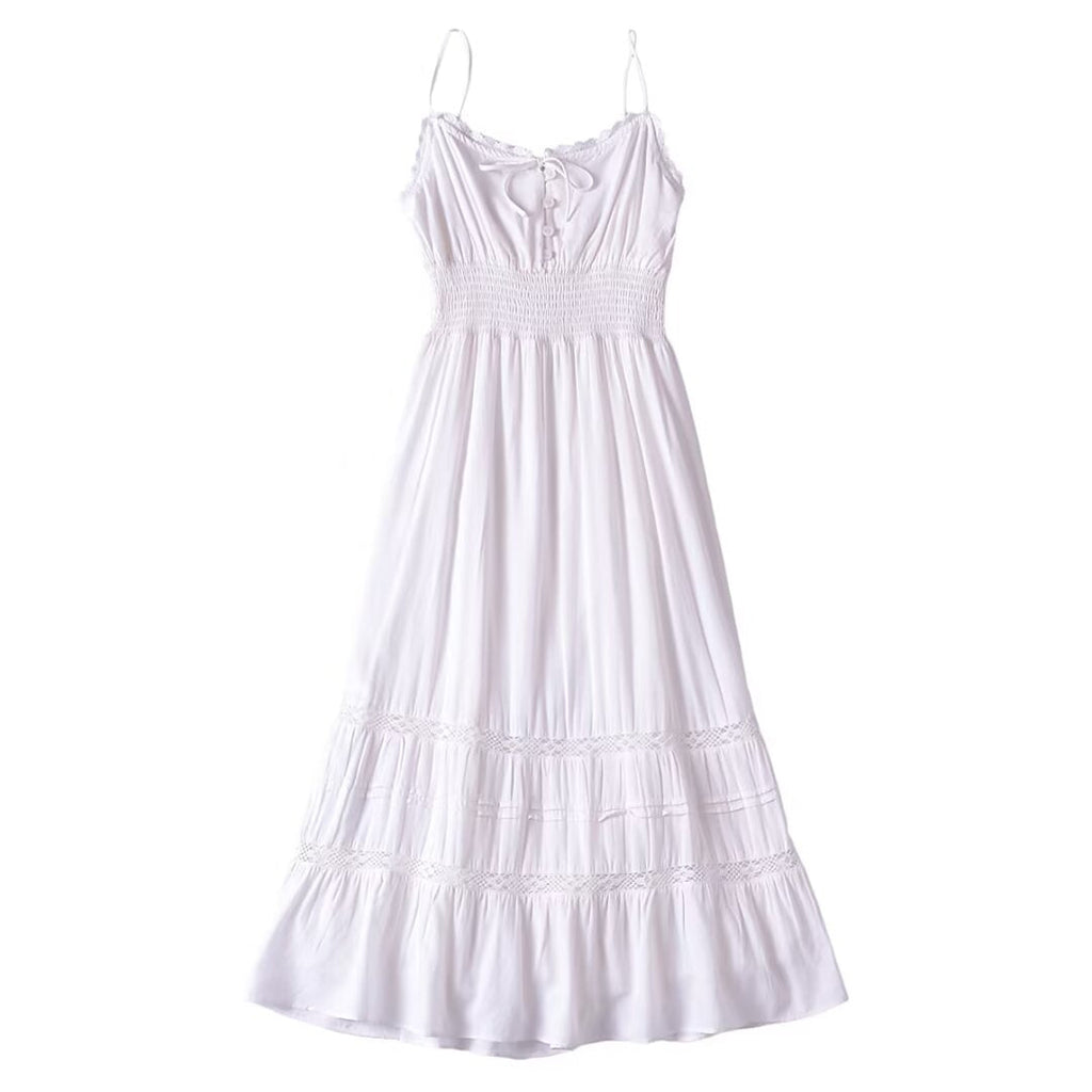 Early Spring French Vintage Sexy Elastic Waisted Slimming Lace Sling Dress