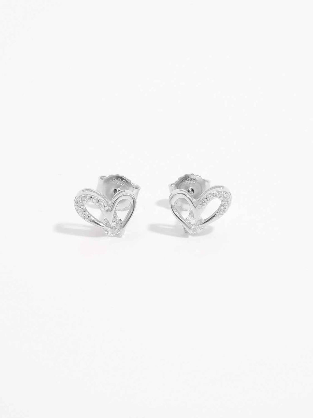 925 Sterling Silver Inlaid Zircon Heart Earrings