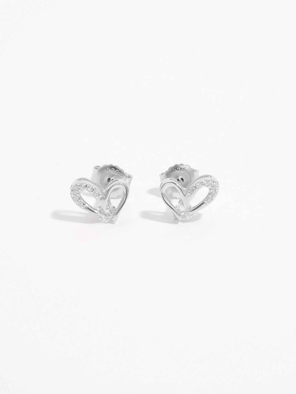 925 Sterling Silver Inlaid Zircon Heart Earrings