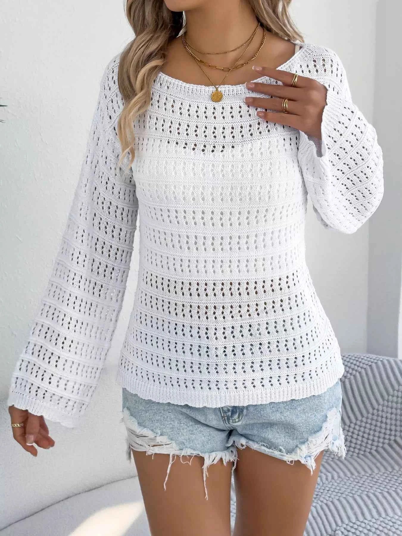 Elegant Hollow Out Knit Cover Up