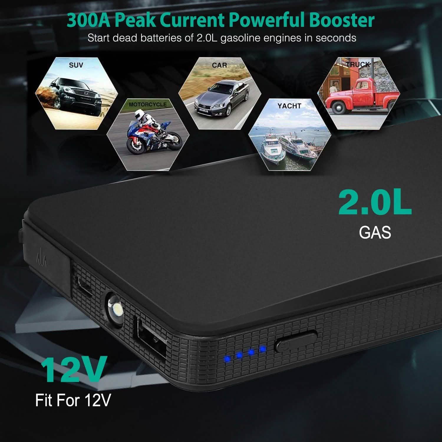 12V Car Jumper Starter 300A Peak 20000 mAh Battery Charger by DailySale