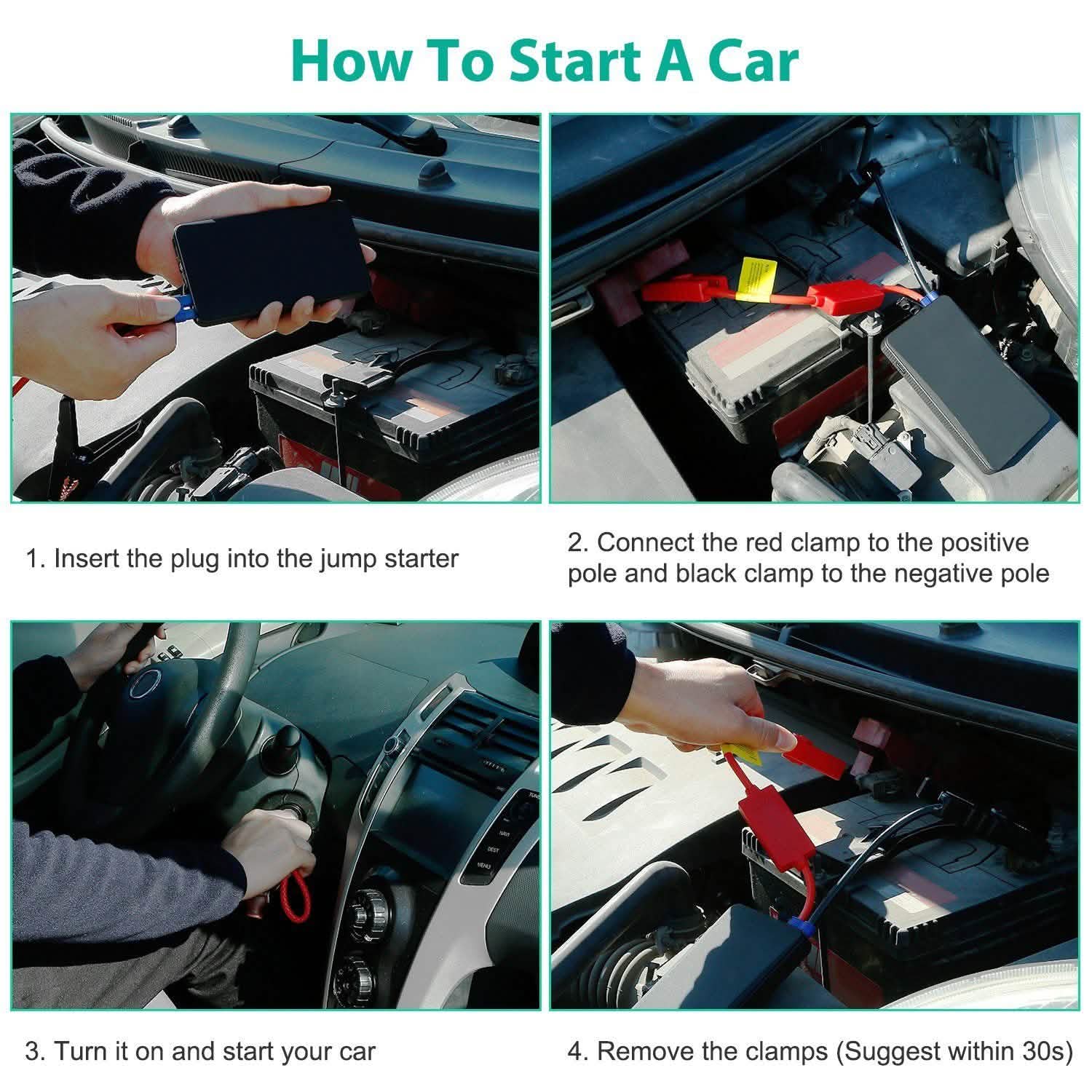 12V Car Jumper Starter 300A Peak 20000 mAh Battery Charger by DailySale