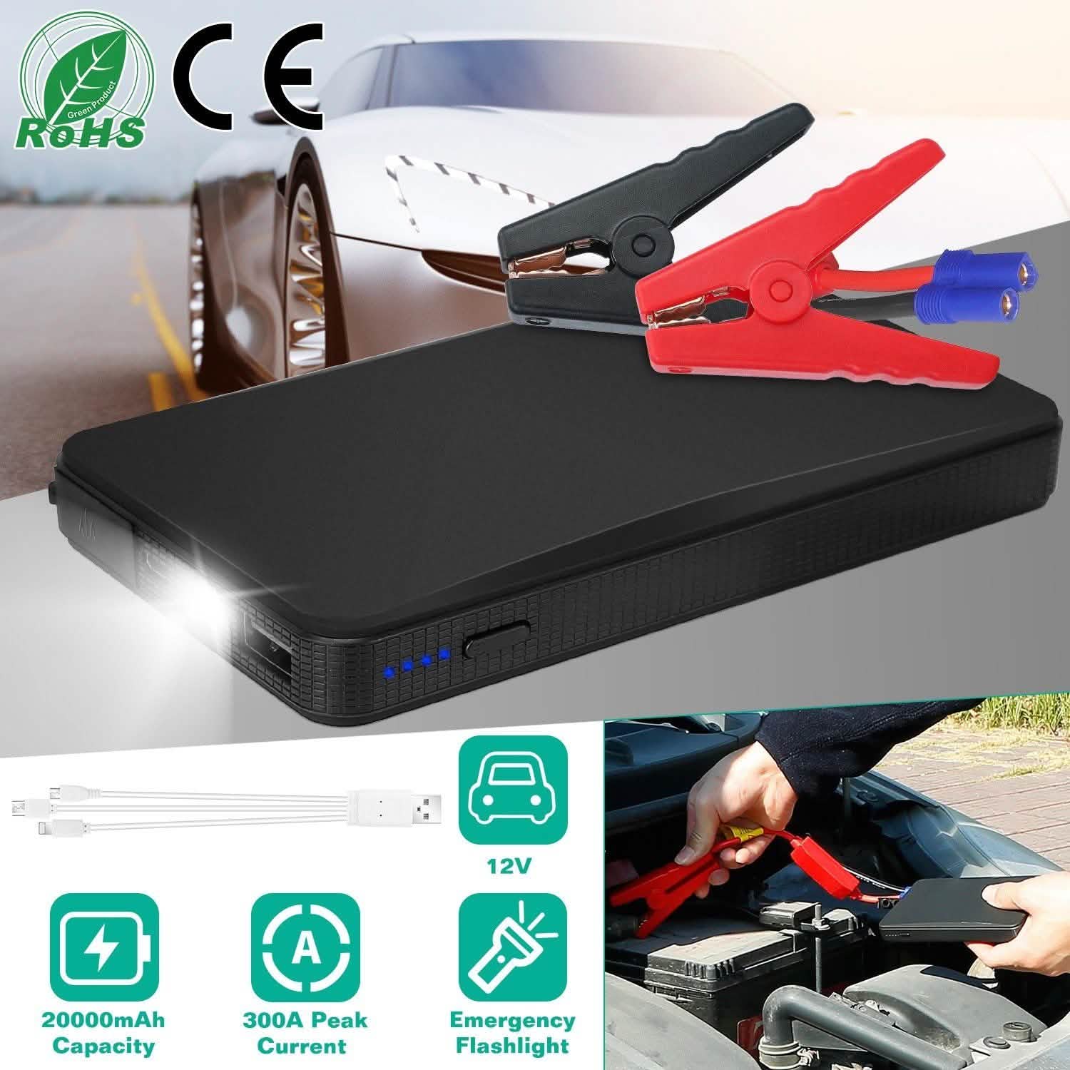 12V Car Jumper Starter 300A Peak 20000 mAh Battery Charger by DailySale