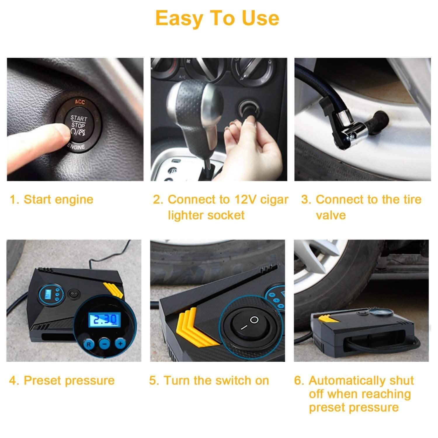 12V DC 100W 150PSI Digital Tire Inflator by DailySale