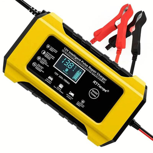 12V Intelligent Pulse Repair Smart Battery Charger with LCD Display by DailySale