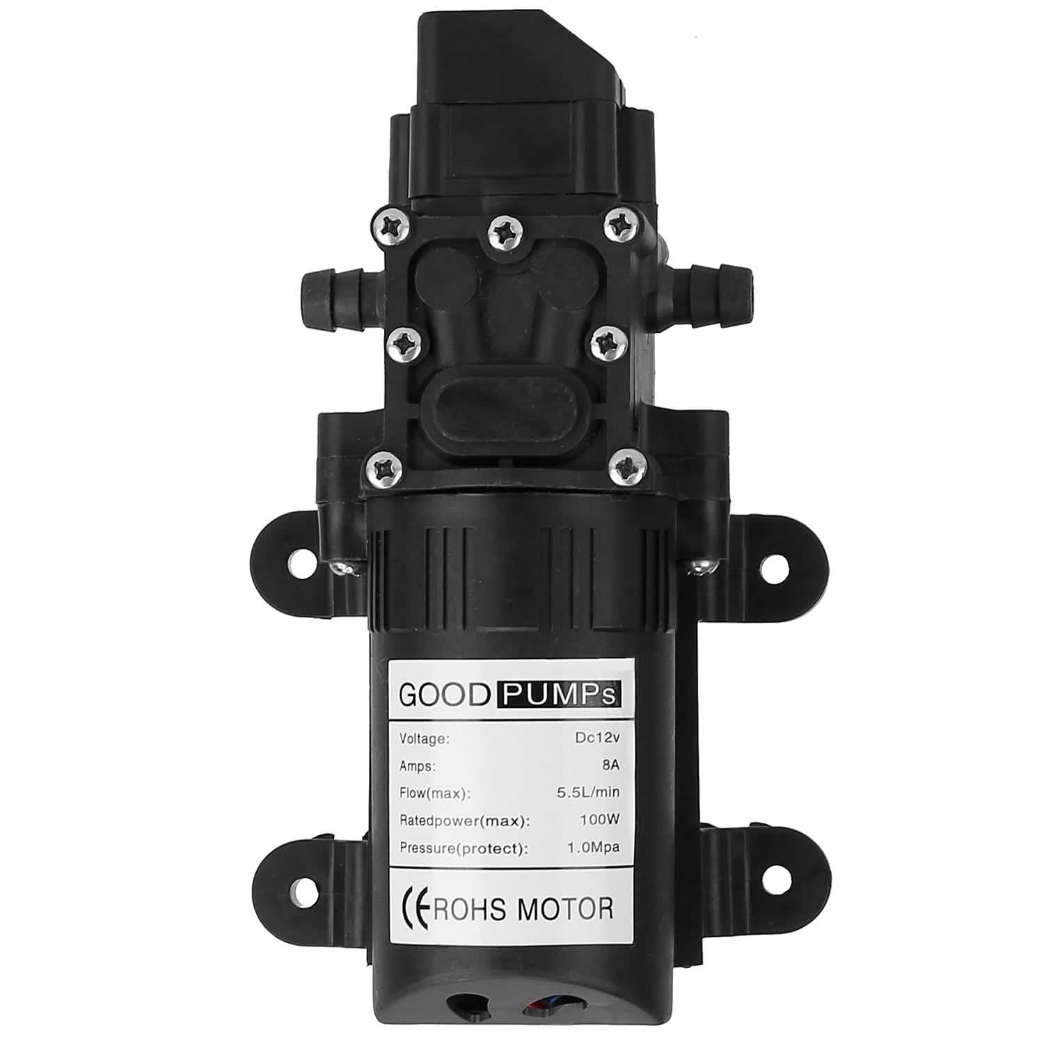 12V Water Pump with 2 Hose Clamps 123PSI Self Priming Sprayer Pump by DailySale