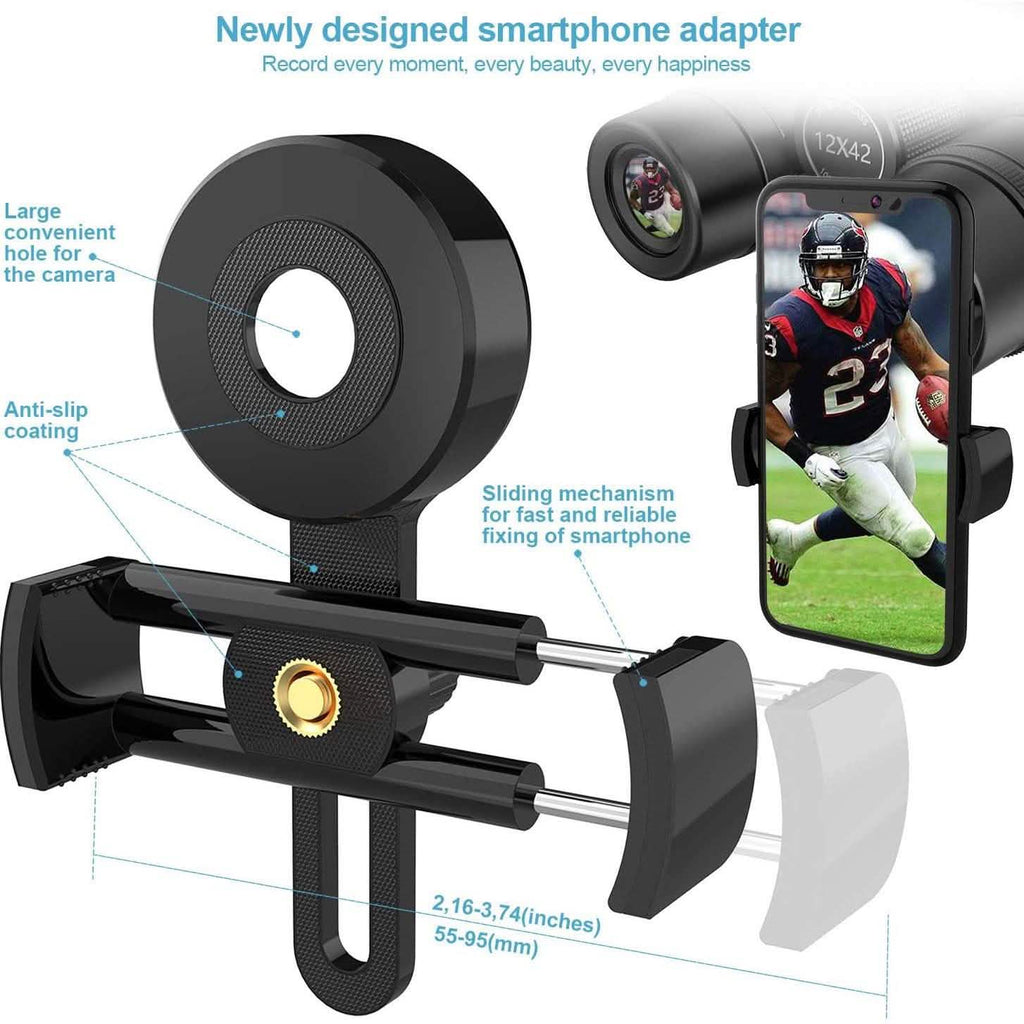 12x42 HD Binoculars for Adults with Universal Phone Adapter by DailySale