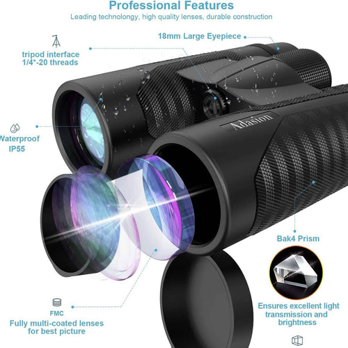 12x42 HD Binoculars for Adults with Universal Phone Adapter by DailySale