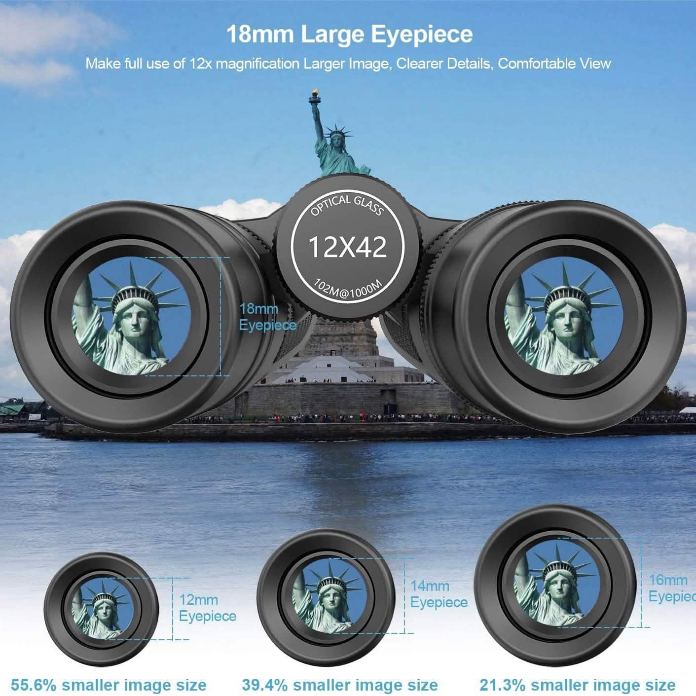 12x42 HD Binoculars for Adults with Universal Phone Adapter by DailySale