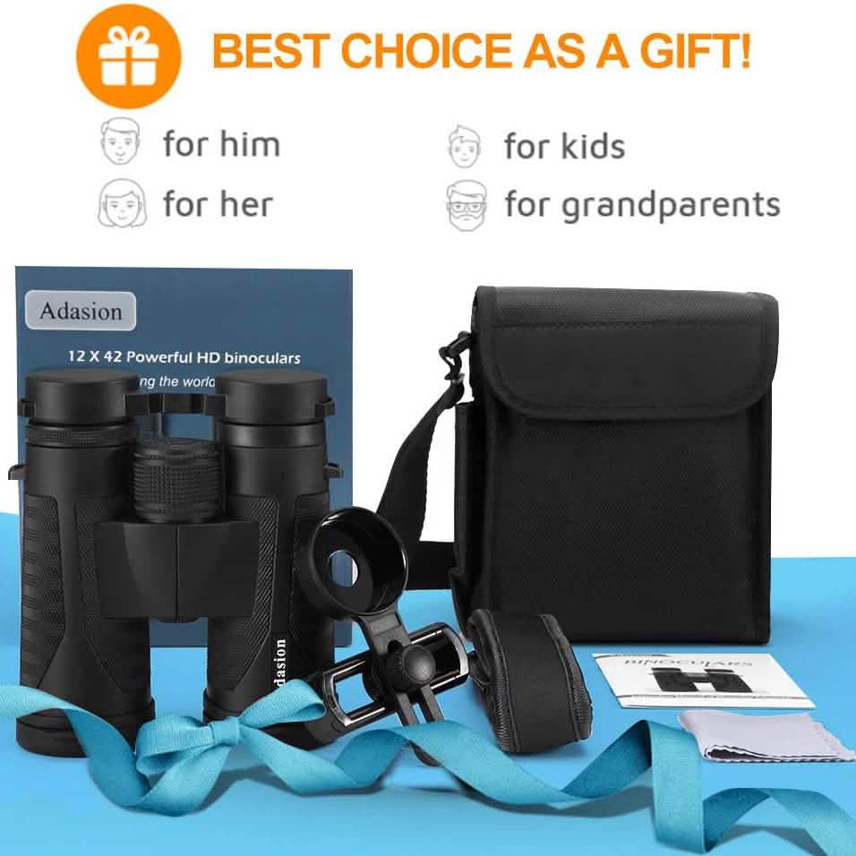 12x42 HD Binoculars for Adults with Universal Phone Adapter by DailySale