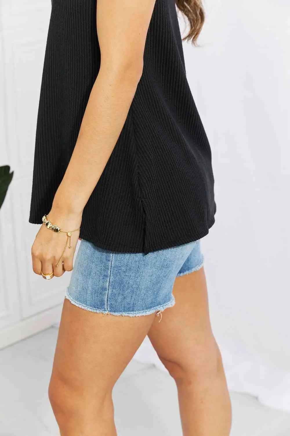 Blumin Apparel Chance of Sun Full Size Ribbed V-Neck Tank