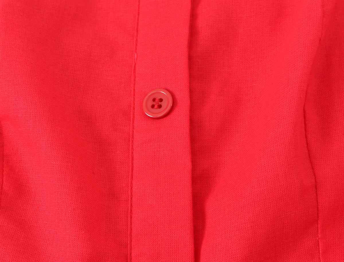 French Slim Fit Retro Red Cotton Linen Halter Large Swing Sexy Low Cut Cinched Slimming Dress
