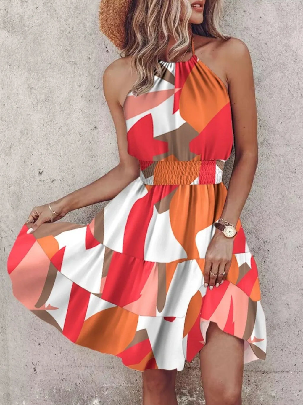 Paisley Print Halter Neck Mini Dress by Shopiebay
