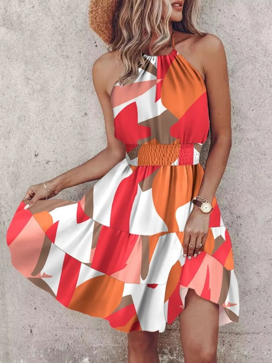Paisley Print Halter Neck Mini Dress by Shopiebay