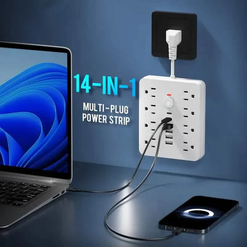 14-in-1 Power Strip With 4 USB Outlets, 2 Type-C Outlet and 8 AC Socket Outlets by DailySale