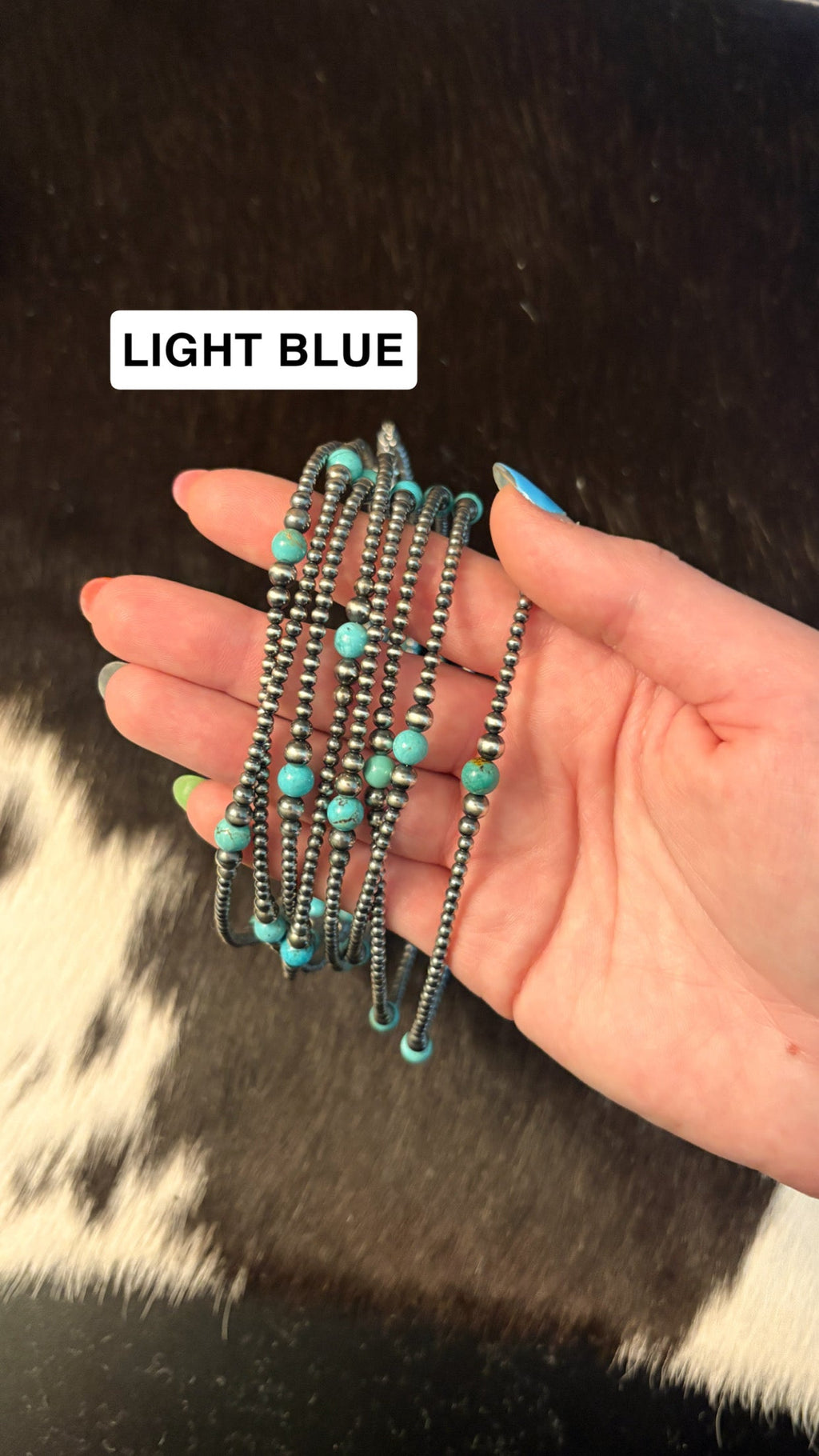 3-6MM GRADUATED STERLING SILVER PEARL NECKLACE - TURQUOISE by The Sterling Spur
